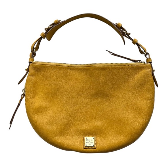 Dooney & Bourke Luna Hobo Bag Ochre Genuine Leather Expandable Excellent - Picture 2 of 9